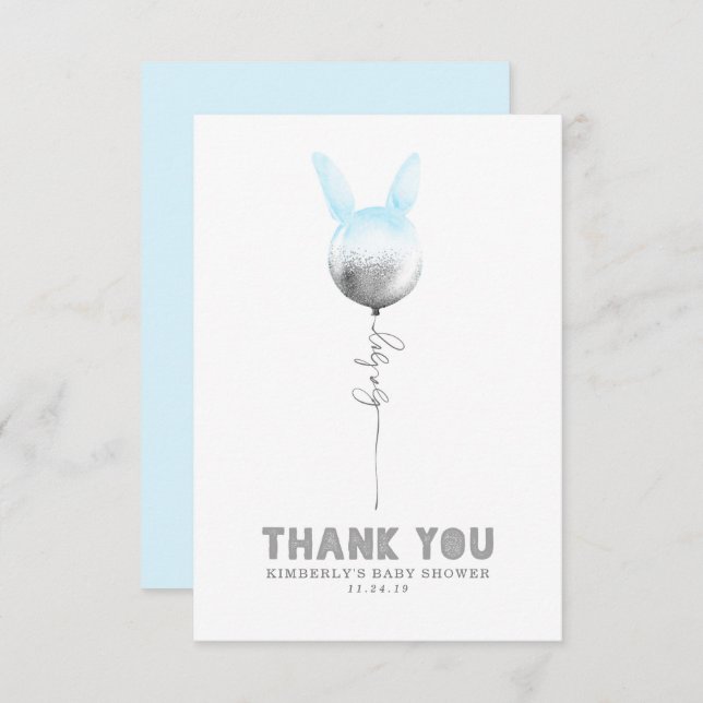 Some Bunny Balloon Baby Shower Small Thank You (Front/Back)