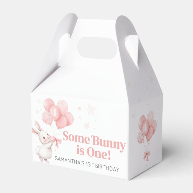 Some Bunny Balloon Birthday Party  Favour Box (Front Side)
