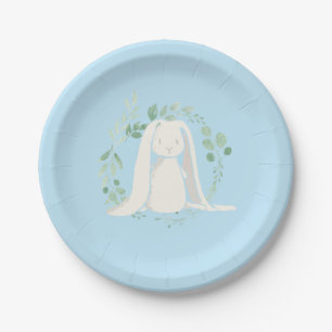 Some Bunny Birthday blue Paper Plate