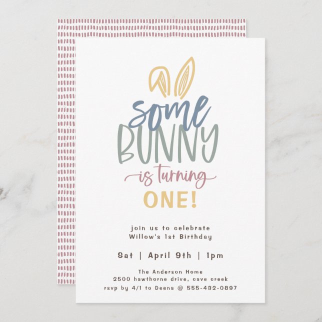 Some Bunny Birthday Party Invitation (Front/Back)