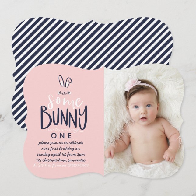 SOME BUNNY BIRTHDAY PARTY INVITATION (Front/Back)