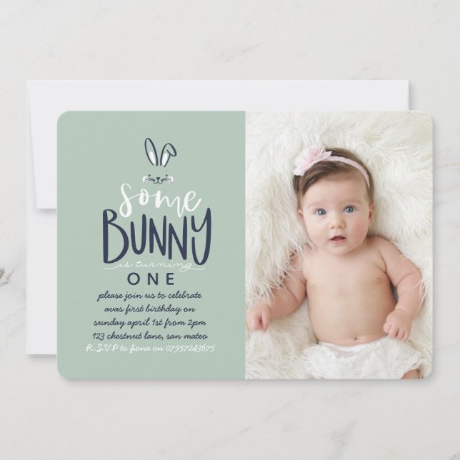 SOME BUNNY BIRTHDAY PARTY INVITATION (Front)