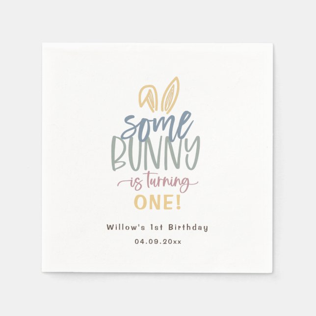 Some Bunny Birthday Party Napkin (Front)