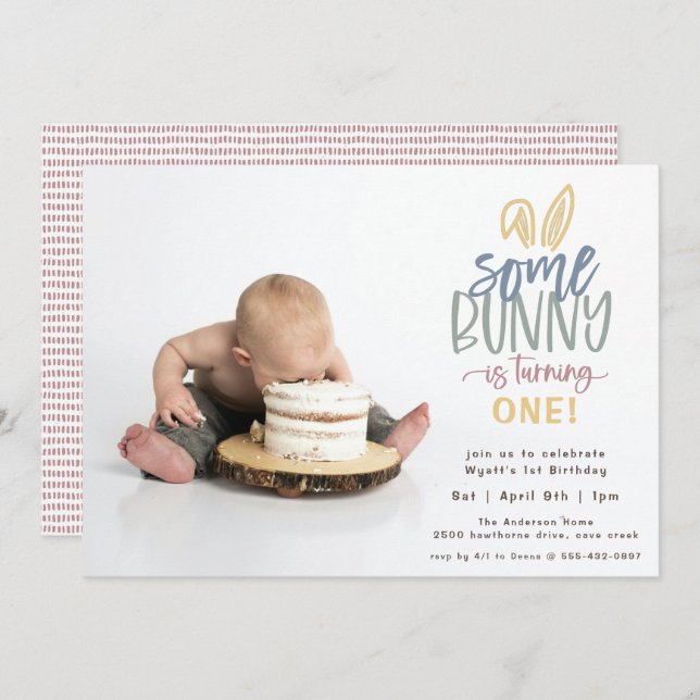 Some Bunny Birthday Party Photo Invitation (Front/Back)