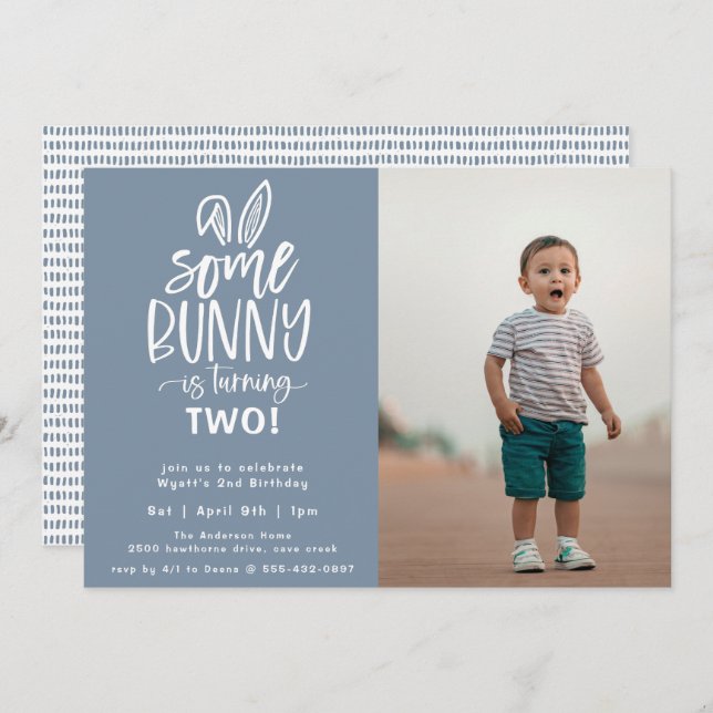 Some Bunny Birthday Party Photo Invitation (Front/Back)