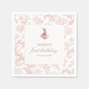 Some Bunny Birthday Pink Bunny Party Napkin