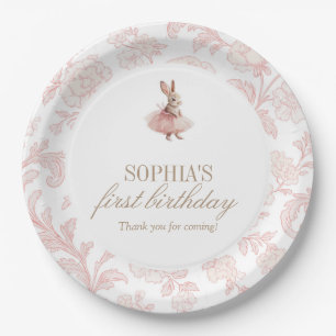 Some Bunny Birthday Pink Bunny Party Paper Plate