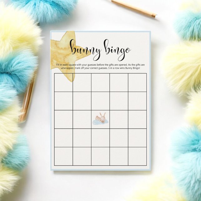 Some Bunny Blue Starry Baby Shower Bingo Game Enclosure Card (Creator Uploaded)