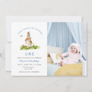 Some Bunny Boy 1st birthday  Photo Invitation