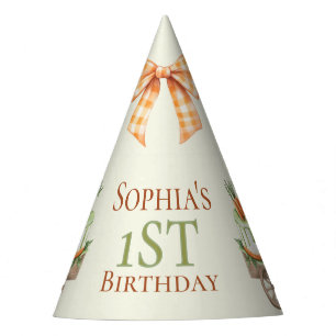 Some Bunny Carrot 1st Birthday Watercolor  Party Hat