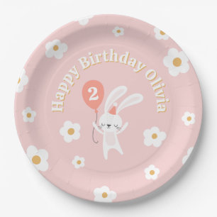 Some Bunny Cute Retro Kids Birthday Party Paper Plate