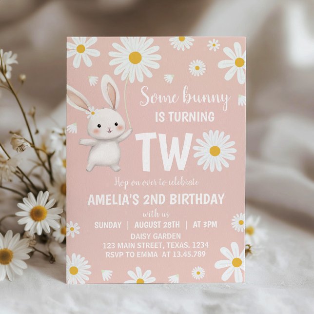 Some Bunny Daisy Birthday Party Invitation (Creator Uploaded)
