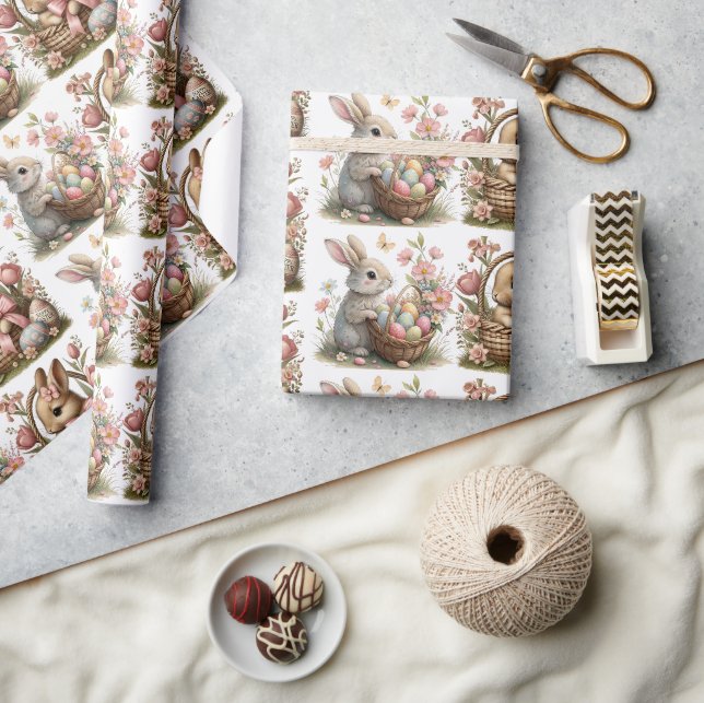 Some bunny easter  Basket wildflower Wrapping Paper (Crafts)