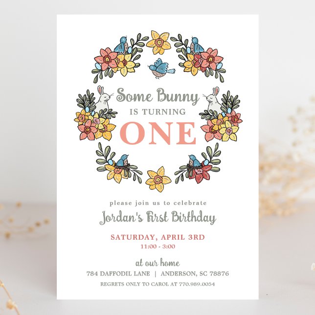 Some Bunny Easter First Birthday Invitation (Creator Uploaded)