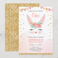 Some Bunny Easter Floral Pink Girl Birthday