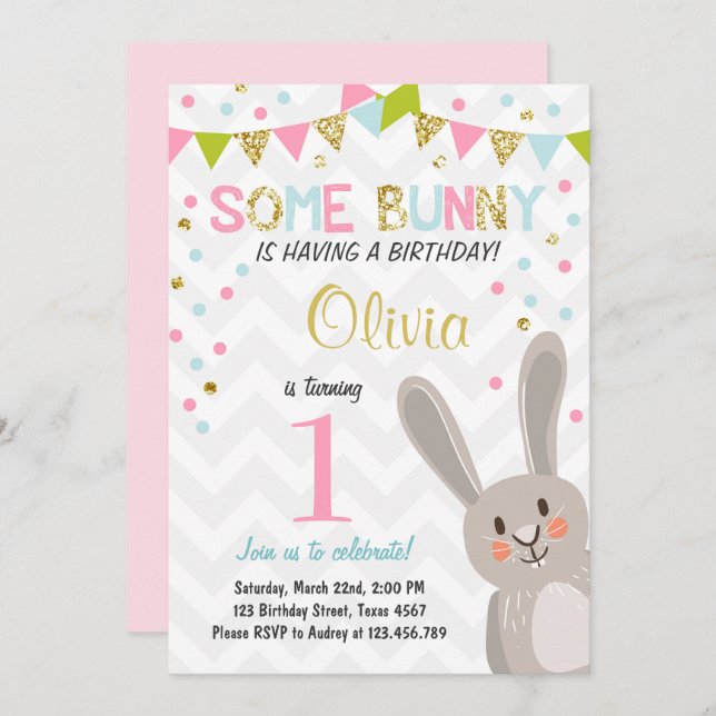 Some Bunny Easter Spring Birthday Invitation (Front/Back)