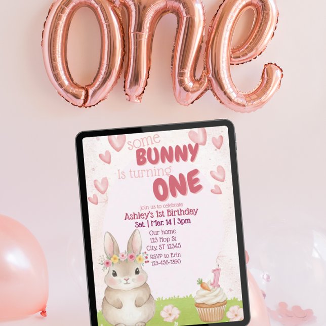Some Bunny First Birthday, Pink Invitation (Creator Uploaded)