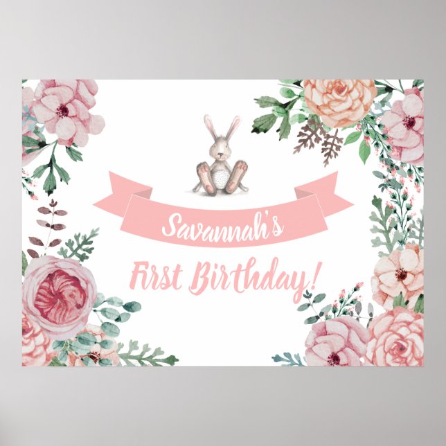 Some Bunny Floral Birthday Poster (Front)