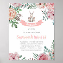 Some Bunny Floral Birthday Time Capsule Poster