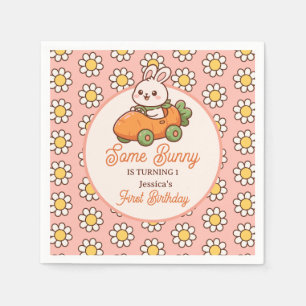 Some Bunny Floral Easter Girl 1st Birthday Party Napkin