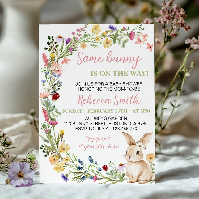 Some Bunny Floral Rabbit Baby Shower Invitation (Creator Uploaded)