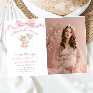 Some Bunny Girl Pink Baby Shower Party Photo Invitation