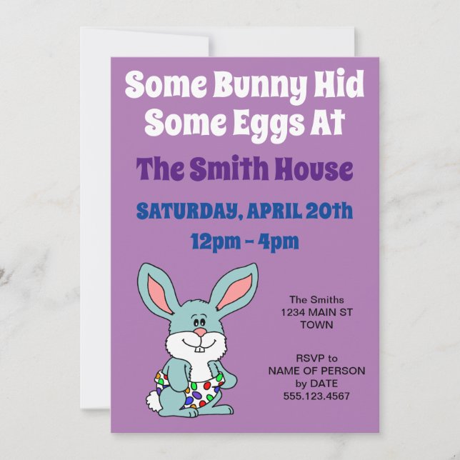 Some Bunny Hid Eggs Easter Egg Hunt Invitation (Front)
