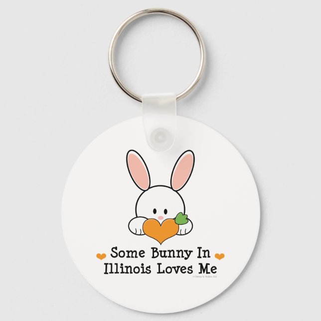 Some Bunny In Illinois Loves Me Key Chain (Front)