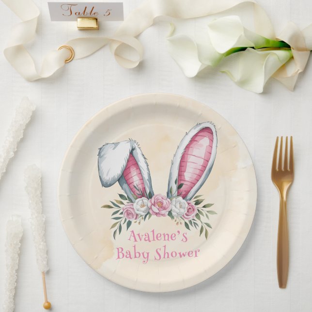 Some Bunny Is On The Way! Baby Shower Paper Plate (Wedding)