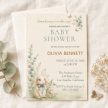 Some Bunny Is on the Way Baby Shower Sage Green