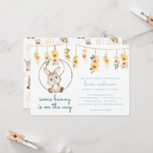 Some Bunny Is On The Way Boho Rabbit Baby Shower Invitation