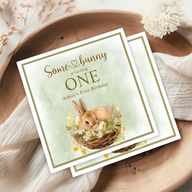 Some Bunny is One 1st Birthday  Napkin (Creator Uploaded)