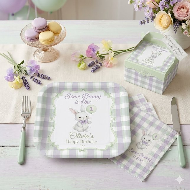 Some Bunny is One 1st Birthday  Paper Plate (Creator Uploaded)