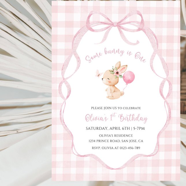 Some Bunny Is One 1st Birthday Party Invitation (Creator Uploaded)
