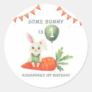 Some Bunny is One Birthday Classic Round Sticker