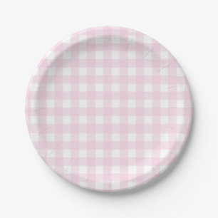 Some Bunny is One Birthday Pink Gingham Bunny Paper Plate