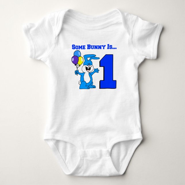 Some Bunny Is One (Blue) Baby Bodysuit (Front)