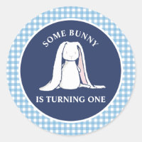 Some Bunny is One blue Gingham Birthday