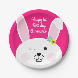 Some Bunny is One Cute Rabbit 1st Birthday Party Paper Plate