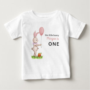 Some Bunny is One Cute Rabbit Balloon 1st Birthday Baby T-Shirt