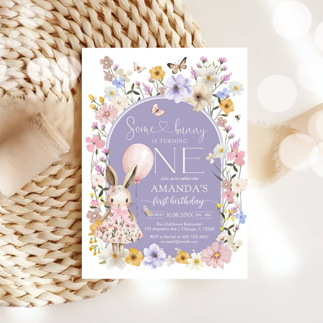 Some Bunny Is ONE First 1st Birthday Invitation (Creator Uploaded)