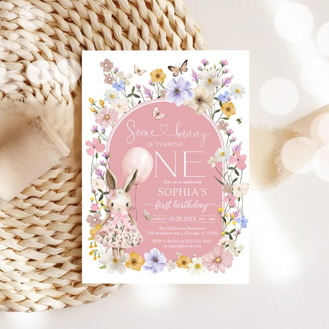 Some Bunny Is ONE First 1st Birthday Invitation (Creator Uploaded)