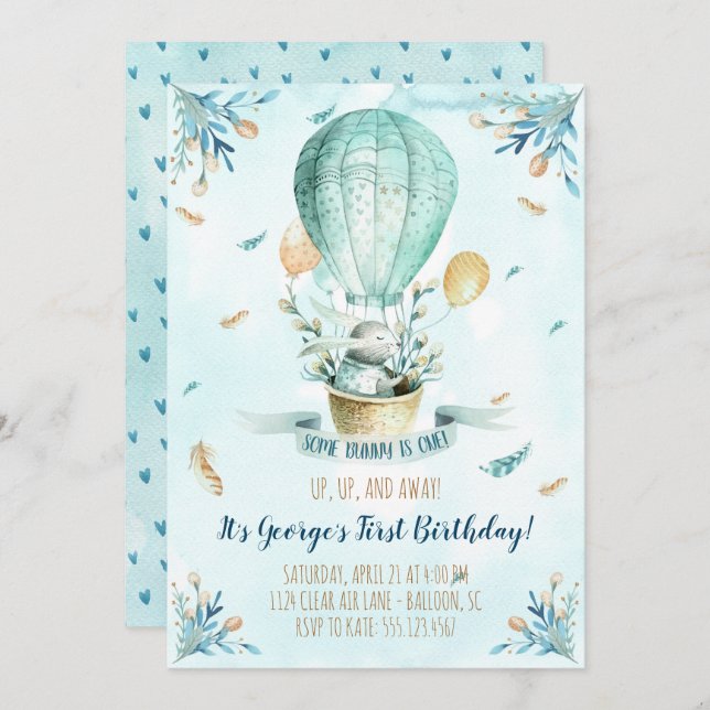 Some Bunny is One First Birthday Invitation (Front/Back)