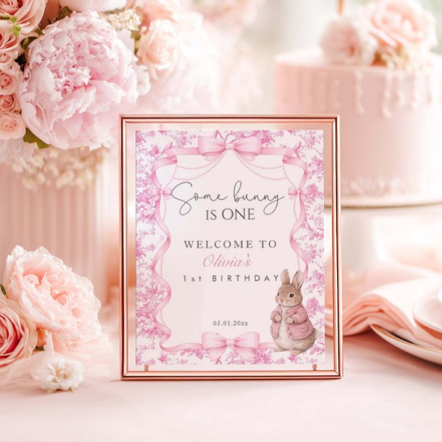 Some Bunny Is One Girl 1st Birthday Welcome Poster (Creator Uploaded)
