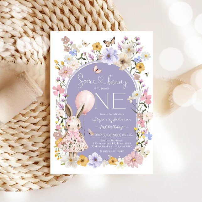 Some Bunny is ONE Girl Birthday Invitation (Creator Uploaded)
