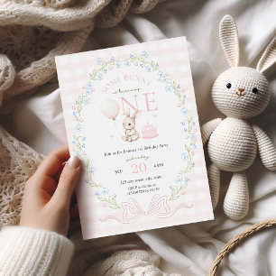 Some Bunny is One Girl's 1st Birthday Invitation