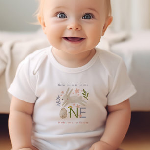 Some Bunny Is One Girl's 1st Easter Birthday Baby Bodysuit