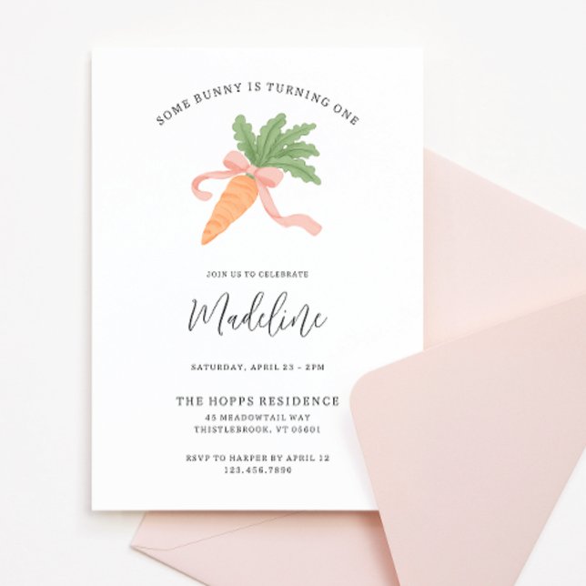 Some bunny is one modern simple 1st birthday invitation (Creator Uploaded)