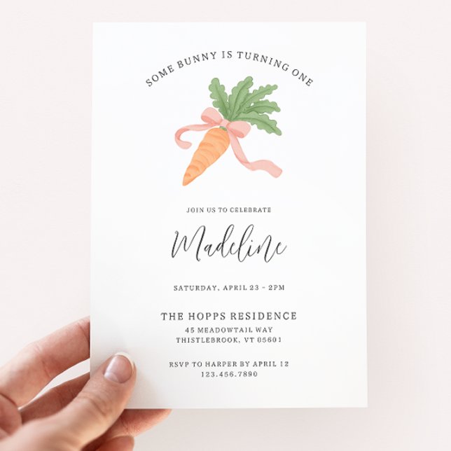 Some bunny is one modern simple 1st birthday invitation (Creator Uploaded)