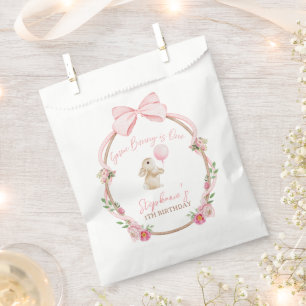 Some Bunny is One Pink Bow Rabbit First Birthday Favour Bags